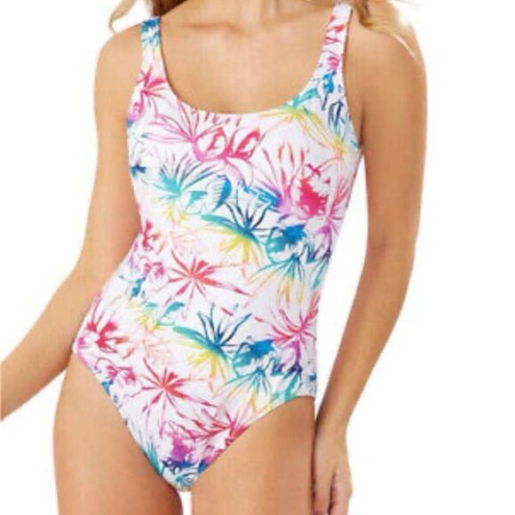 DSF | Rainbow Fronds Reversible One-Piece Swimsuit Paradise Coral Pink | Large - Picture 2 of 10